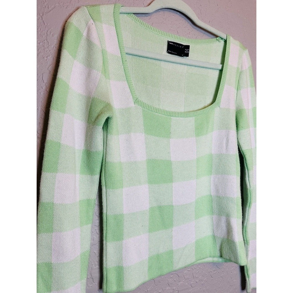 ASOS Green and White Checkered Crop Top
